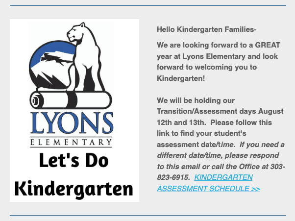 KINDERGARTEN ASSESSMENT DAYS